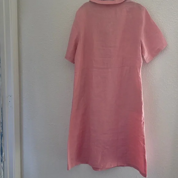 Women's Pink Midi Dress with Peter Pan Collar - Picture 4 of 5